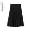 Langzi High-Waisted Mesh A-Line Midi Skirt