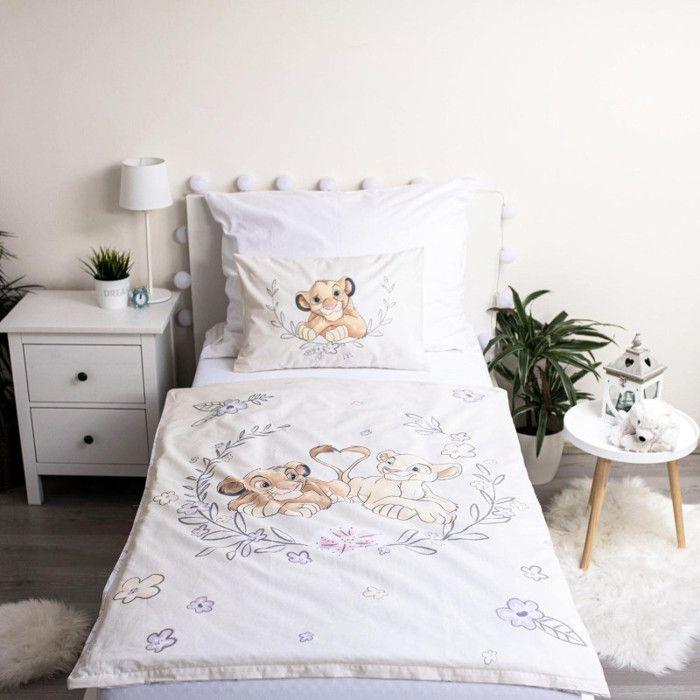 Parure De Lit Bébé - Disney - Le Roi Lion - Housse De Couette 100x135 Cm - Taie 40x60 Cm - 100% Coton