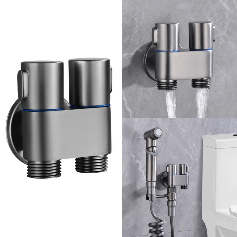 Brass 3-way Filling Angle Valve Wall Mount One Into Two Out Water Toilet Faucet Bidet Sprayer for Bathroom Accessories
