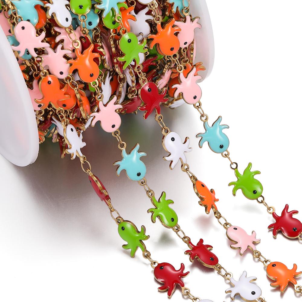 0.5m Colored Stainless Steel Enamel Chains Ocean Style Handmade Chains for DIY Bracelet Waist Chain Jewelry Making Chain