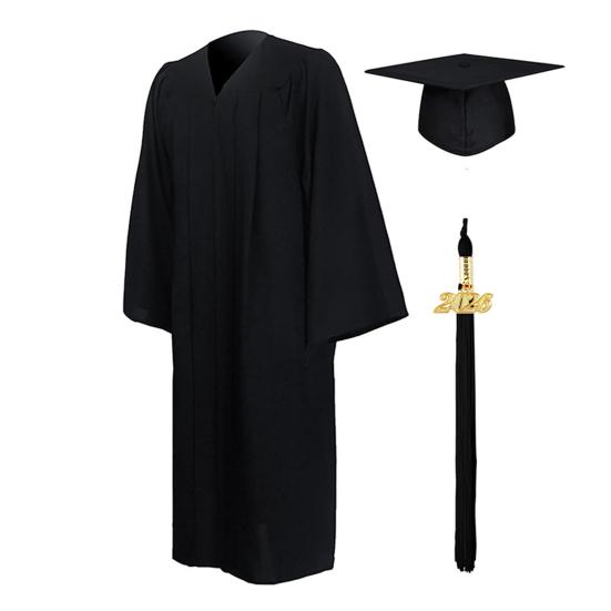 Unisex Matte Graduation Cap And Gown Set with 2026 Year Tassel Charm for Middle School High School College Graduates