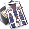 Men's Six-Clip Jacquard Wide Suspenders with Printed Webbing