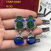 KEQIU Western vintage heavy industry blue rhinestone gemstone chain necklace earring