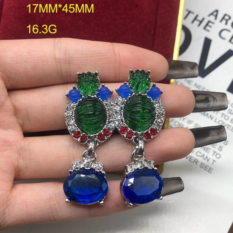 KEQIU Western vintage heavy industry blue rhinestone gemstone chain necklace earring