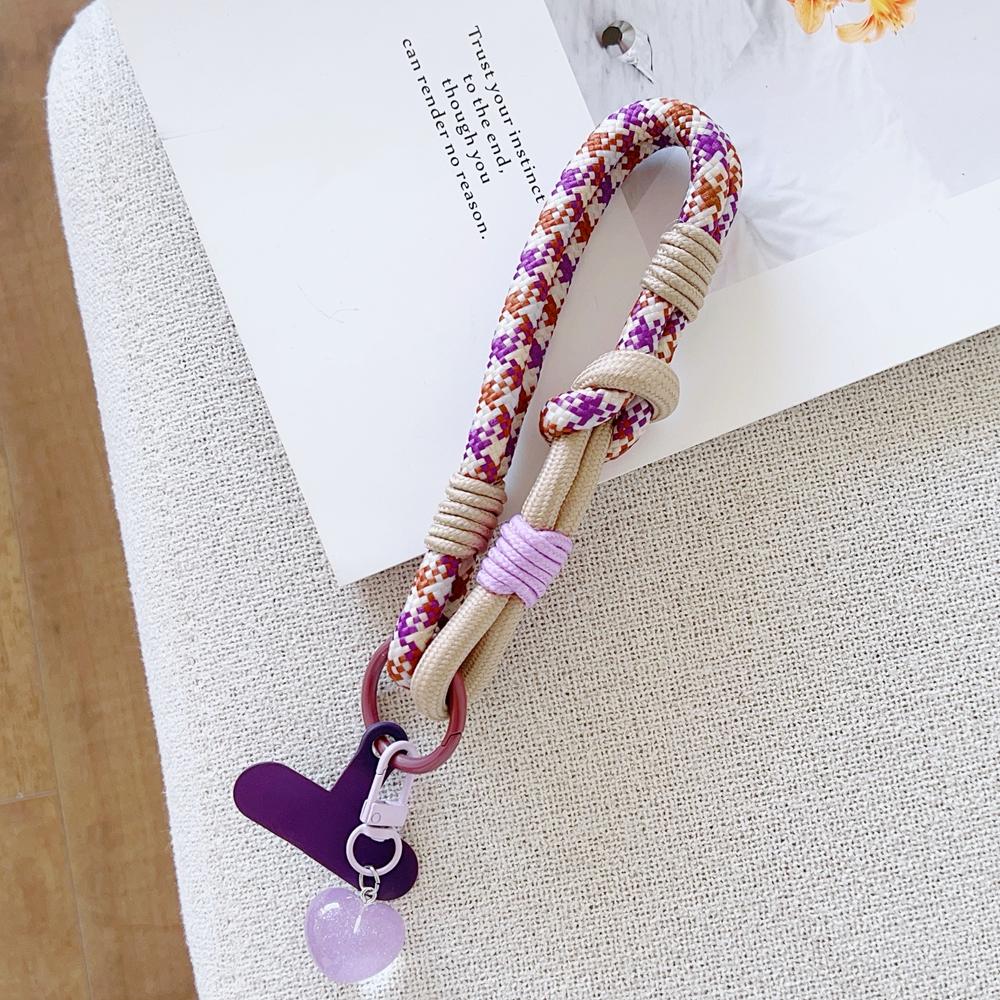 Korea Universal Braided Mobile Phone Lanyard Strap Love pendant Hanging Chain Ring Cord Patch Wrist Strap Cell Phone Detachable