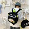 Cute Cartoon Anime Plush Shoulder Bag Large Capacity Black Ugly Trendy Splicing Backpack for Girls Daily Matching