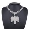 Alloy Necklace Men Trend Cross Angel Wings Pendant, Stylish Full Rhinestone Cool Hip Hop Jewelry