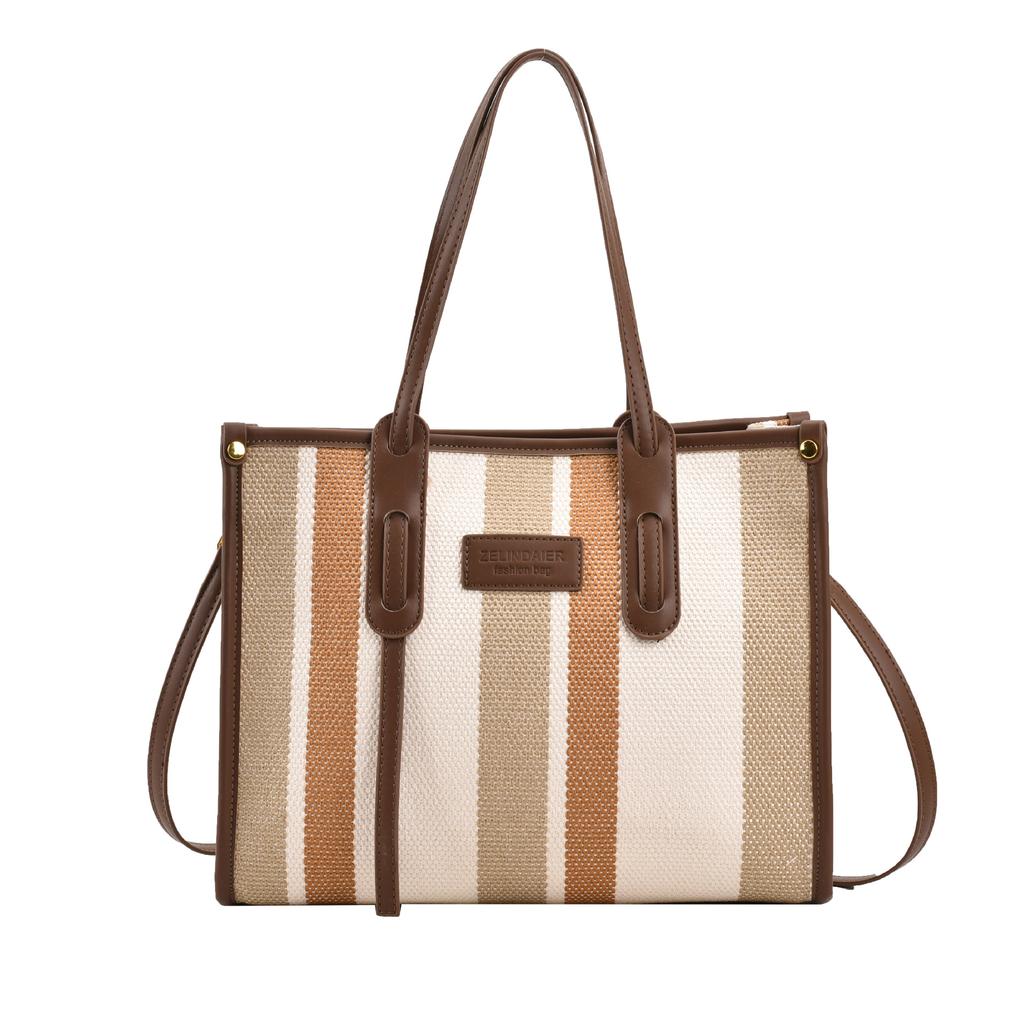 Bag women's large-capacity popular new fashion simple trendy shoulder canvas class commuter tote bag