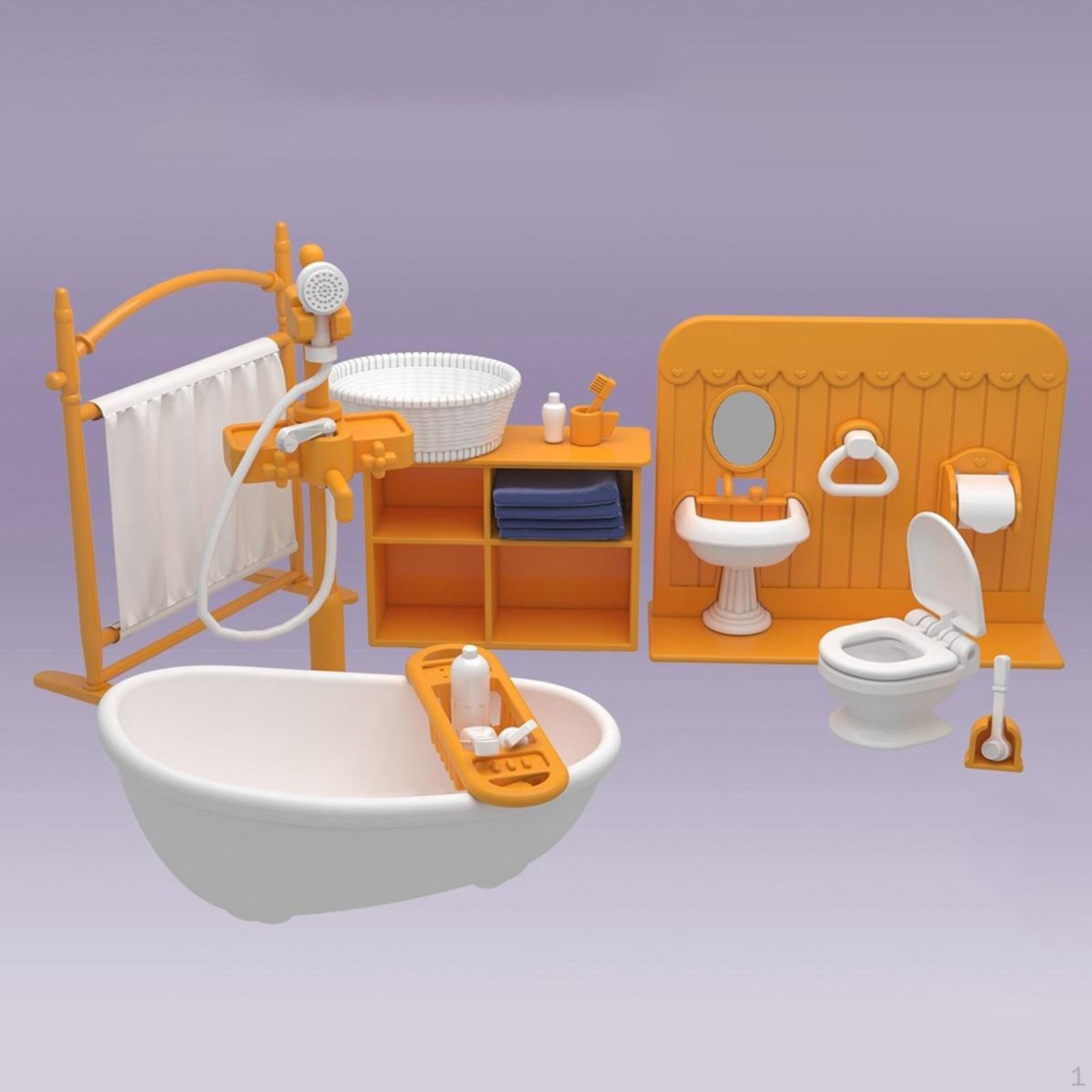 

Наборы для ванной комнаты кукольного домика 1/12, аксессуары, миниатюрная мебель, игрушки для детей