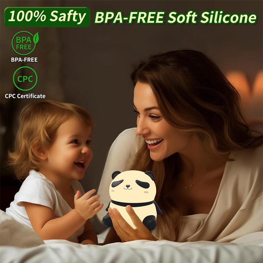 Panda Silicone USB Night Light - Touch Control Lamp with Phone Stand for Bedroom, Kids Room & Nursery Gift