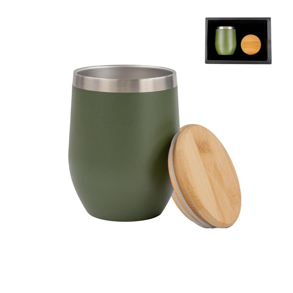 OMOTENASHI NO KUNI 352ml Egg-Shaped Tumbler with Bamboo Lid, Stainless Steel, Vacuum Insulated, Keeps Drinks Hot or Cold, Perfect for Coffee or Beer,