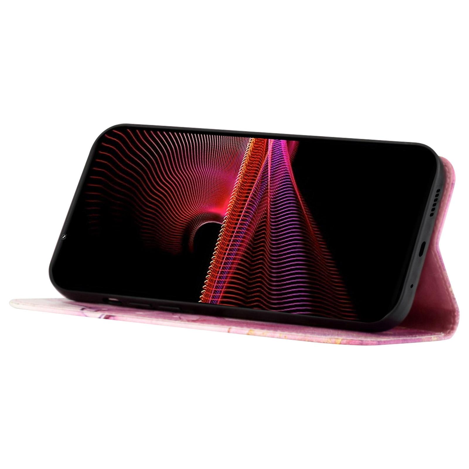 

Pattern Printing Leather Series-5 for Sony Xperia 10 IV Leather Cover Marble Pattern Phone Wallet Stand Protective Case Pink/Purple/Gold 001
