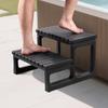 Hot Tub Step, 2-Step Spa Outdoor Stairs, Heavy Duty 599.5 mm Wide PP Above-Ground/Inflatable Pool Ladder with 145.2 kg Weight Capacity, Multi-Use for