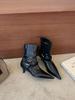 Pointed short boots women's autumn and winter new thin high-heeled belt buckle thin boots fashion boots