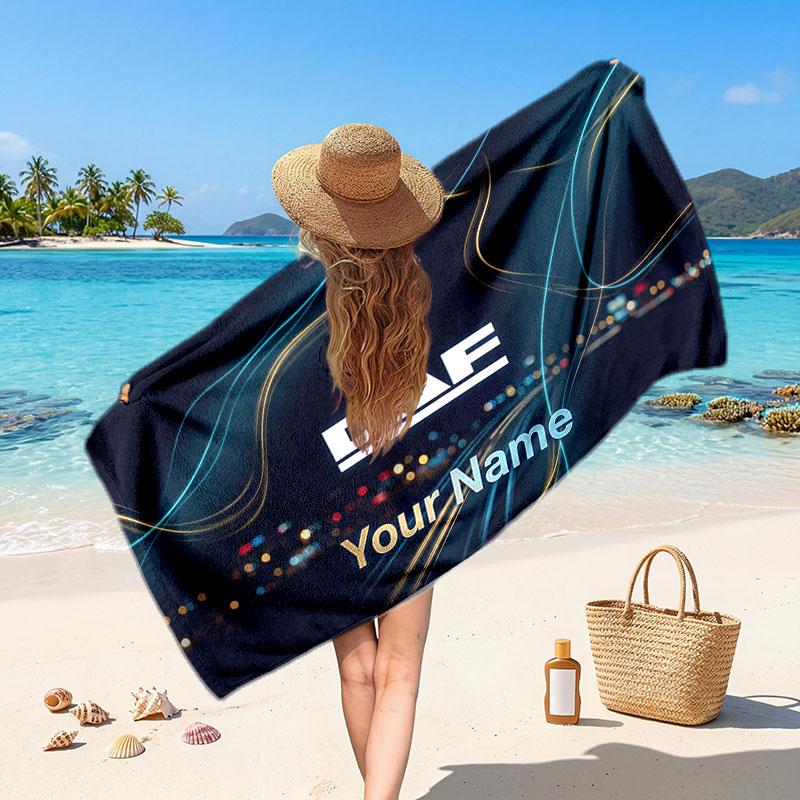 DAF Customized Name Text Beach Towel, Soft Absorbent Towel Beach Pool Travel Personal Gift