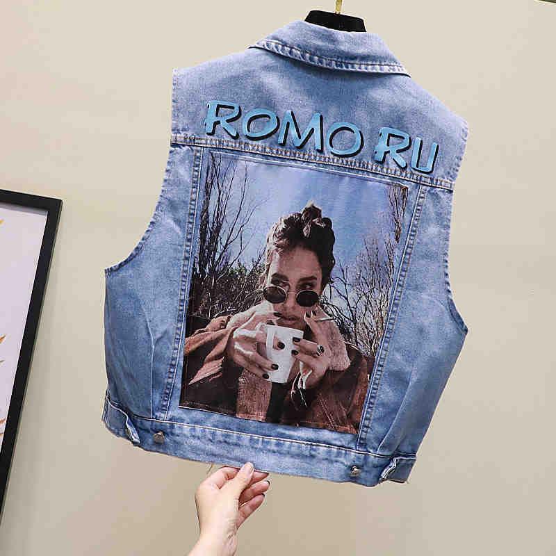 

Женский жилет без рукавов Новый весенне-летний джинсовый жилет Модный повседневный короткий жакет С прорезями Комбинированный Приталенный Джинсовый плащ Тренд 2XL