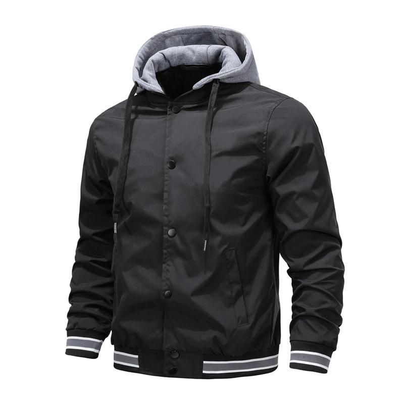 Spring and Autumn New Thin Plus Size Casual Wear Hat Removable Men's Sports Casual Jacket Coat
