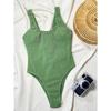 2026 Nuovo Costume da Bagno Intero a Coste Monocolore Push Up Costumi da Bagno Femminili Scollo a U Verde Costume da Bagno Monokini