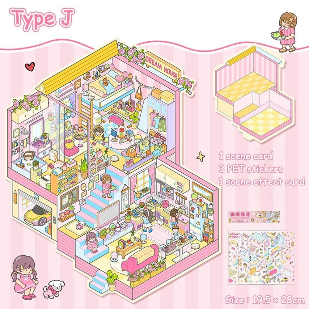 3D Miniature Scene 3D Stickers Multi Style Visual Stacking Sticker New Landscape Notebook Sticker
