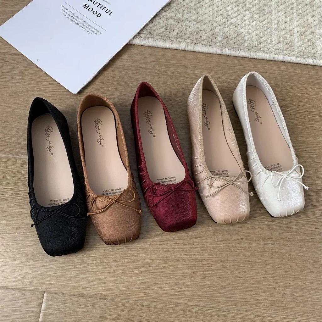 Fashion Bailamos New Elegant Women Flats Comfortable Ballet Shoes Woman Classic Round Toe Bowtie Ballerina Flats Ladies Soft Loafers Muj