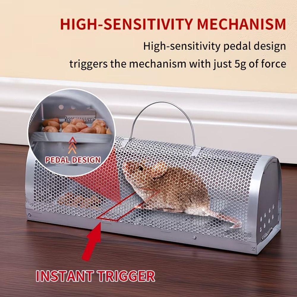 Galvanized Rat Trap Cage High Sensitivity Mice Rodent Catcher Non-toxic Live Mousetrap Garden