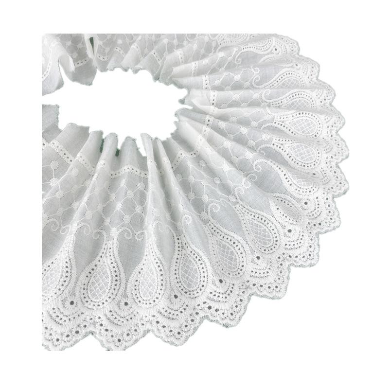 2Meters/lot 11 Cm Wide Palace Gourd Embroidery Pure Cotton White Apricot Black Lace Clothing Sofa Curtain Fabric Lace DIY