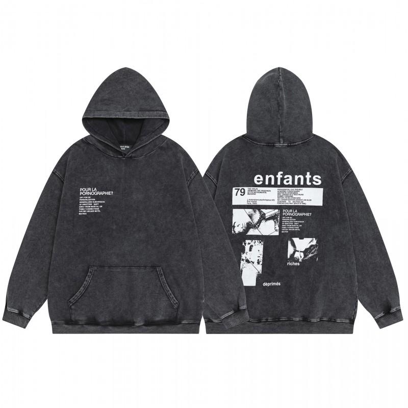 Mens Oversized Hooded Sweatshirt With Washed Distressed Look Cotton Heavyweight Long Sleeve Streetwear Cleanfit Style
