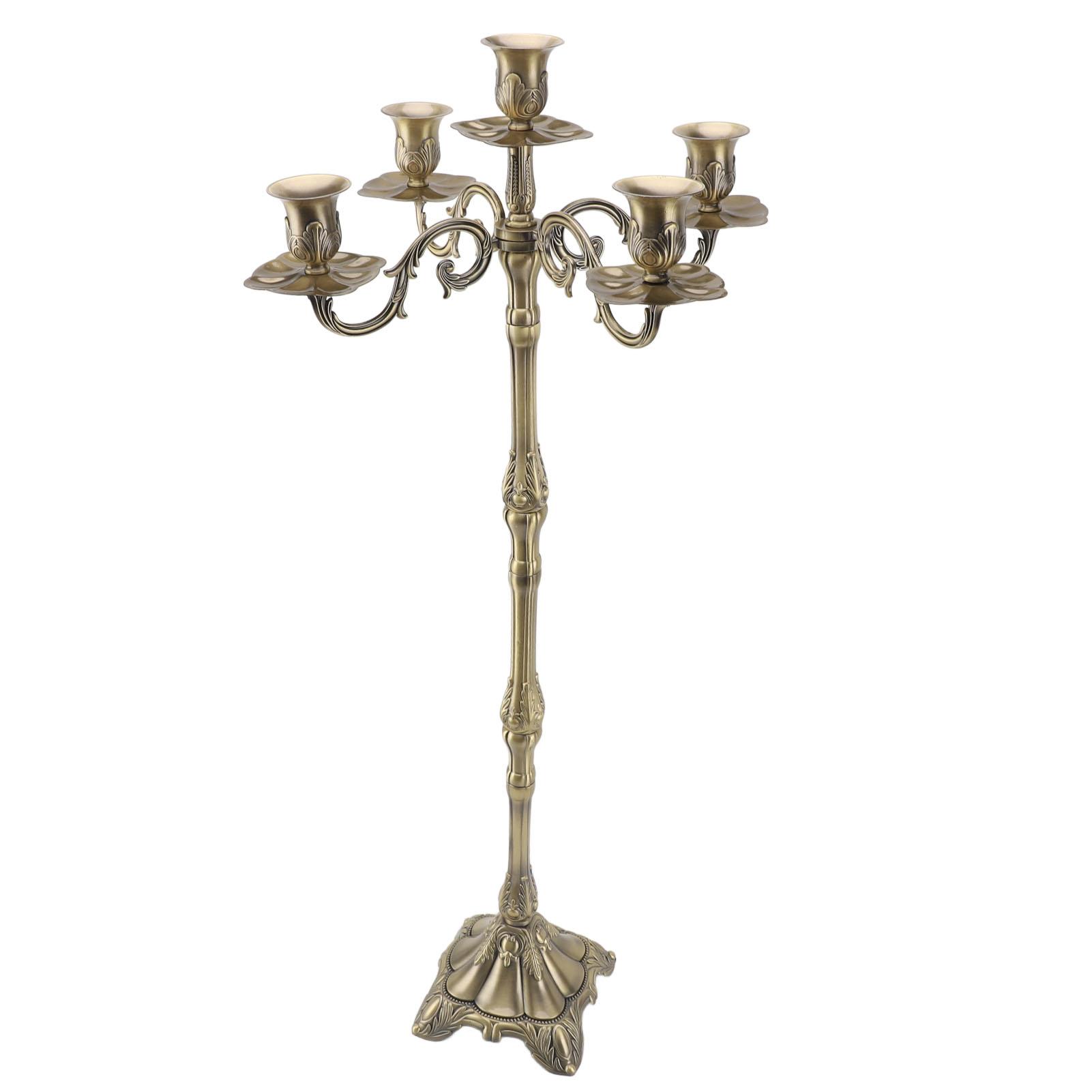 Vintage Kandelaarhouder Exquise Licht Luxe Glanzend 5 Hd Brons Kandelaarhouder voor Smalle Kaarsen voor Bruiloft Kerstmis Halloween