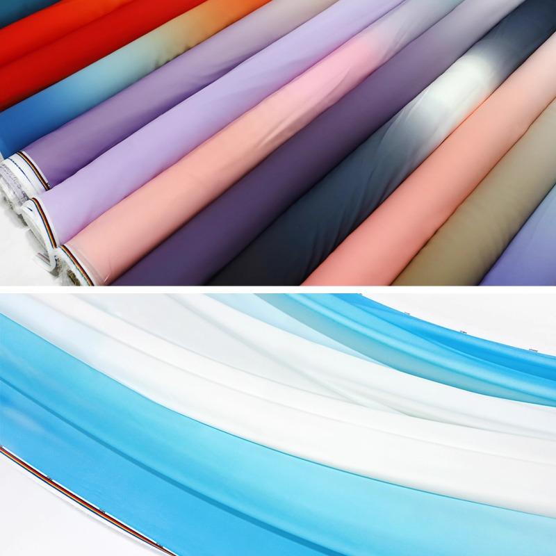 100x150cm Fashion Gradient Fabric Chiffon for Clothing Dresse Scarves Sewing Multicolor Translucent Cloth Needlework Soft Smooth