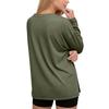 Women's Casual Long Sleeve Loose Fit T-Shirt with Crew Neck and Side Slit Hem Lightweight Pullover Top for Everyday Wear