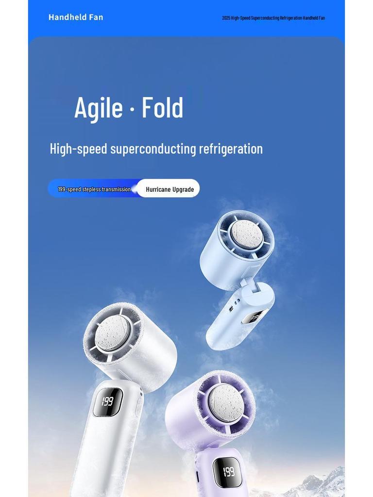 Portable Leafless Mini Fan with Semiconductor Cooling and Ice Pack