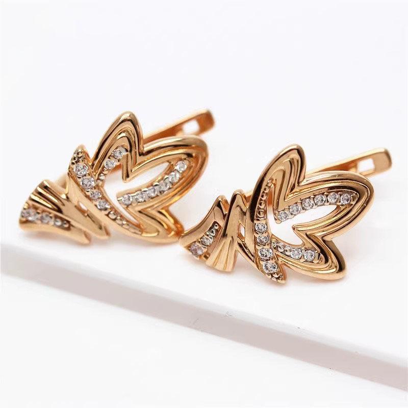 

Exquisite Russian Purple Gold Inlaid Zircon Earrings Women S Simple Korean Version Rose Gold Plated Gold Earrings