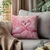 Federa Decorativa Stampata con Design di Fenicotteri Rosa e Foglie Tropicali per la Decorazione Quotidiana della Casa