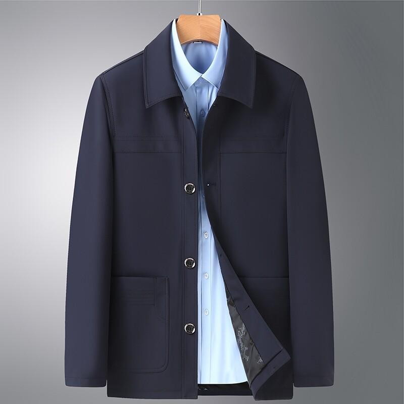 Men's Plus Size Business Casual Jacket - 2026 Autumn Button-Down, Turn-Down Collar, Dad's Outfit for Middle-Aged Men