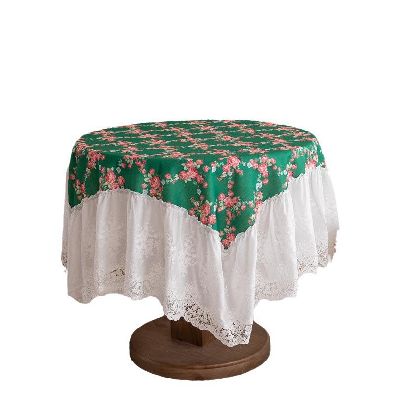 Pastoral Polyester Print Decorative Coffee Table Tablecloth Plant Flower Lace Dining Table Tablecloth