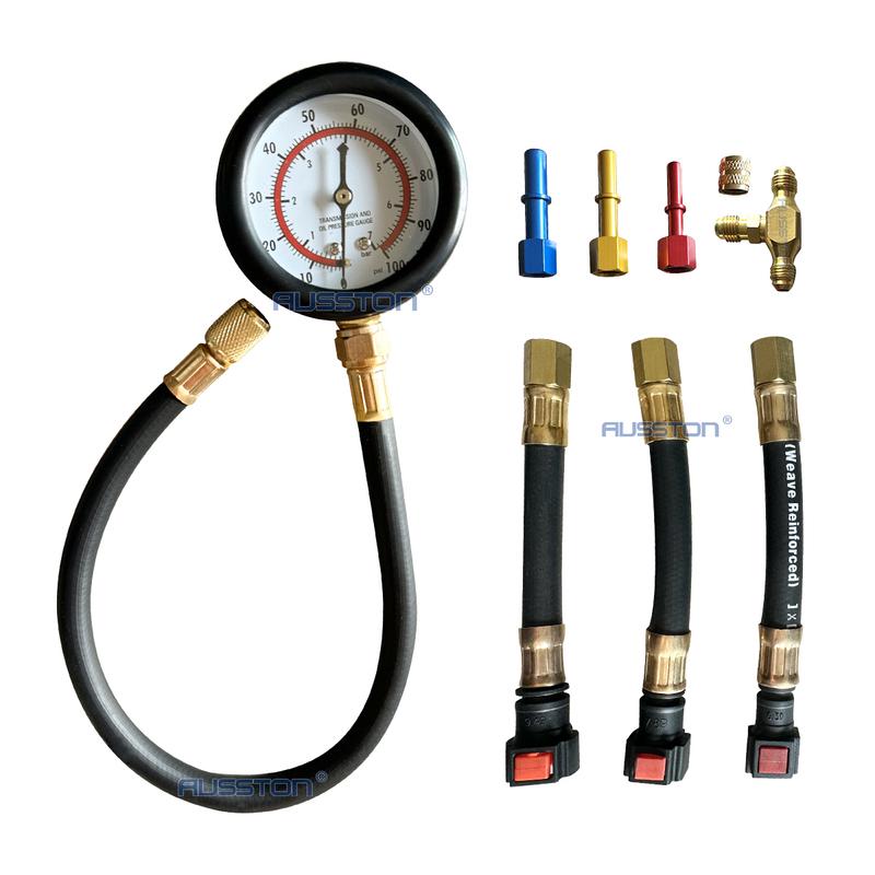 Quick Connection Fuel Pressure Tester Gauge Tools Kit 0-100 PSI with 9.49, 7.89, 6.30 Fuel Line Suitable for More Car RV Engine