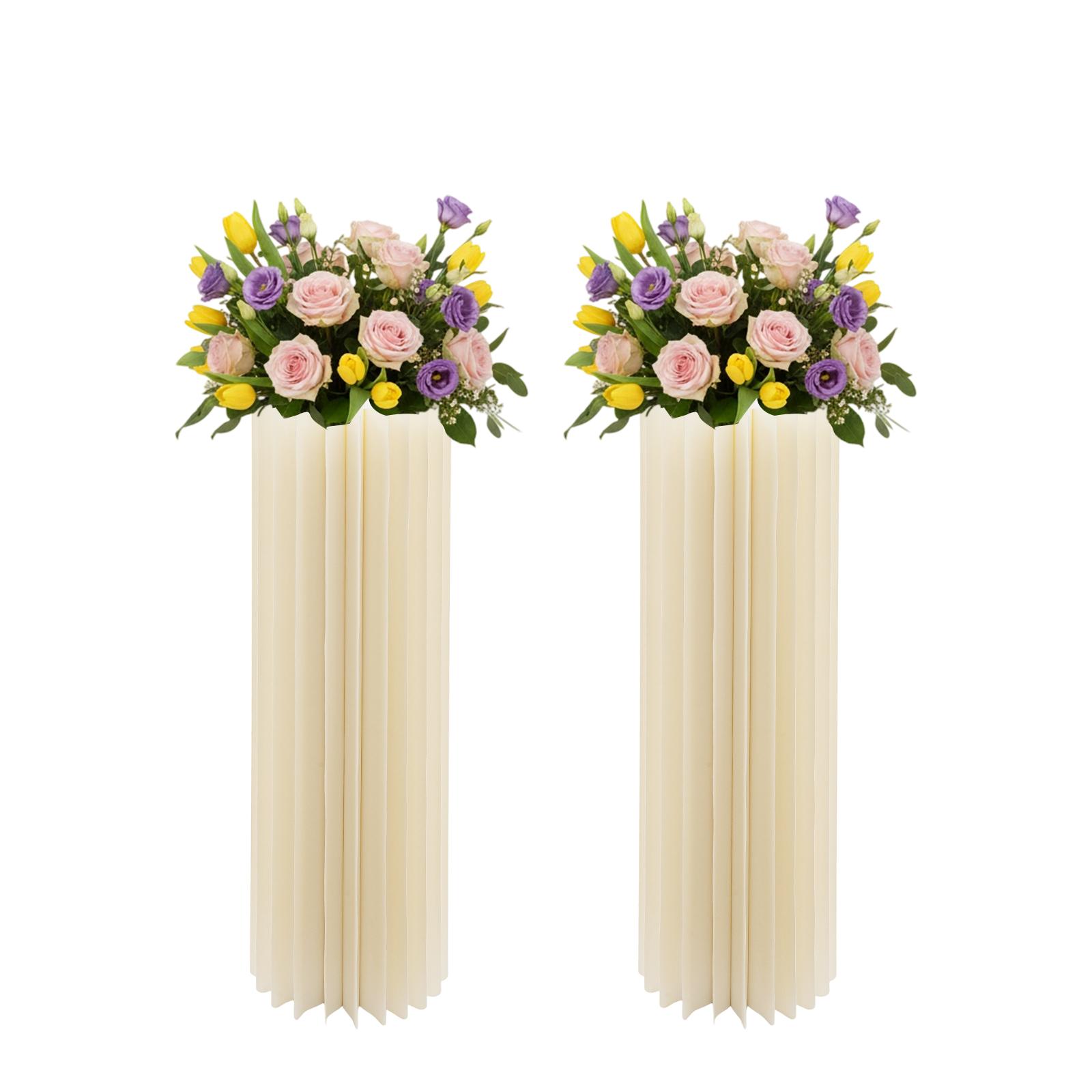 

2PCS Foldable Cardboard Flower Stands 100cm Wedding Centerpieces Display Column Display Stand for Party Garden Decor белый