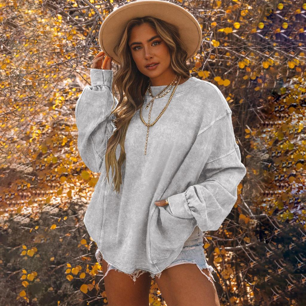 Women's Oversized Crewneck Sweatshirts Criss Cross Twist Back Long Sleeve Tops Casual Pullover Backless Sweatshirt