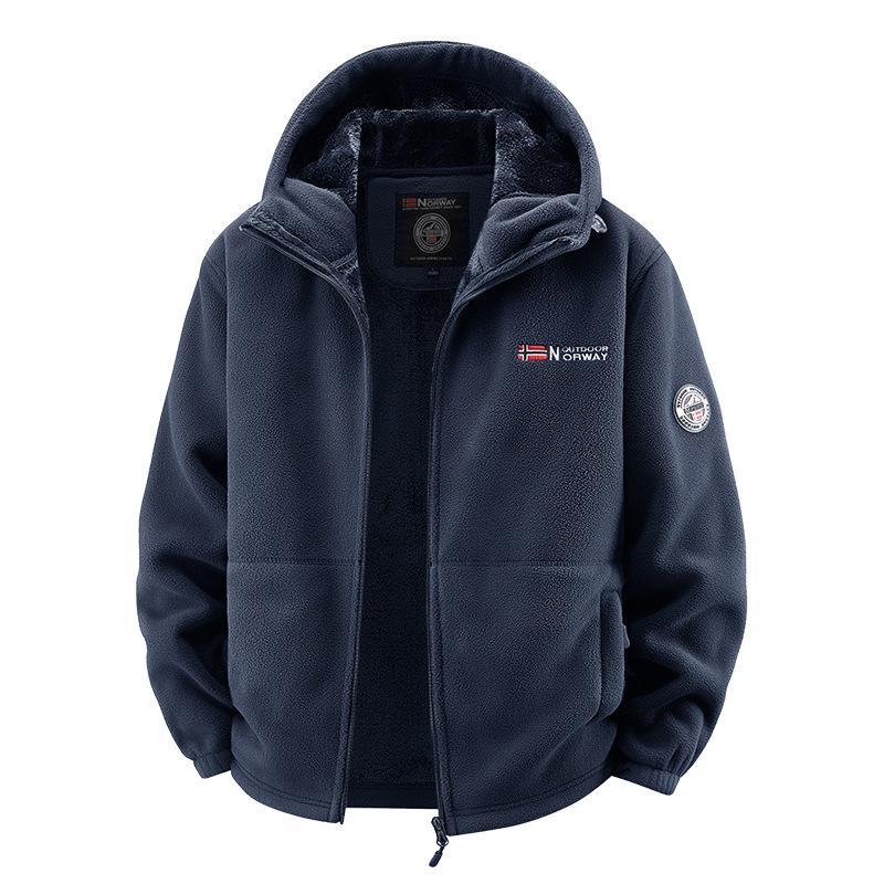 Oversized herrejakke, fleecejakke, sporty og varm