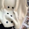 Vest for Women Cotton Winter Sleeveless Tops Knitted Sweater Vest Thickened Double Row of Buttons Casual V-neck Vest