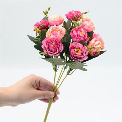 10-Head Silk Rose Bouquet - Handheld Tea Bud Arrangement for Indoor Decor & Weddings