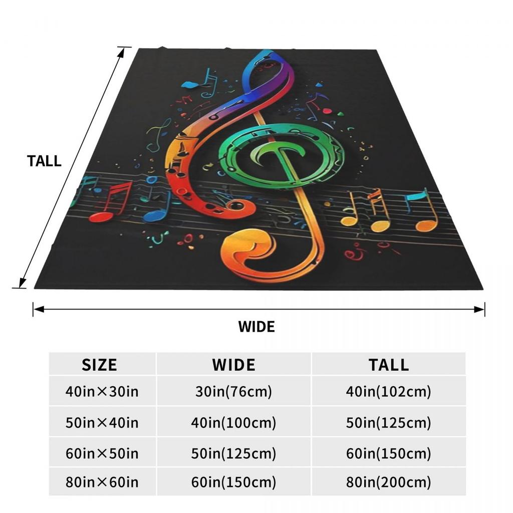 Colorful Musical Note Music Score  Blanket Soft Warm Flannel Throw Blanket Bedding for Bed Living Room Picnic Travel Home Couch