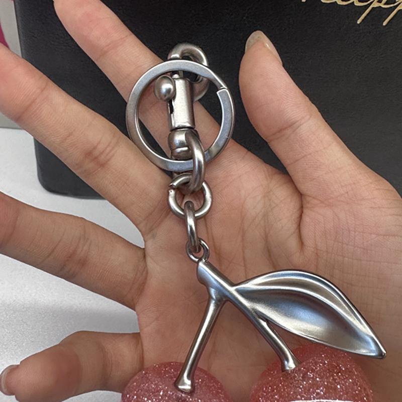 Pink Crystal Cherry Bag Charm For Handbag Shoulder Bag Women's High-Grade Keychain Bags Attachment Parts Women's Gift