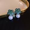Elegant French Retro Floral Pearl Earrings - Geometric, Versatile, High-End Design for Women
