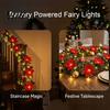 Fireplace Garland Lighting Christmas Poinsettia String Lights, 200/300cm Red Green Floral Garland, Battery/USB Low Voltage LED Operated Indoor Outdoor