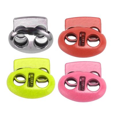 30pcs Metal Cord Lock End Toggle Double Hole Spring Stopper Fastener Slider Toggles End for Drawstri