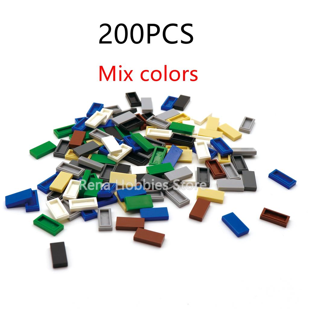 200PCS FLAT TILE 1X2 DIY MOC Building Block Toys For Children Boys Replaced Part Compatible With Tile 3069 Bricks