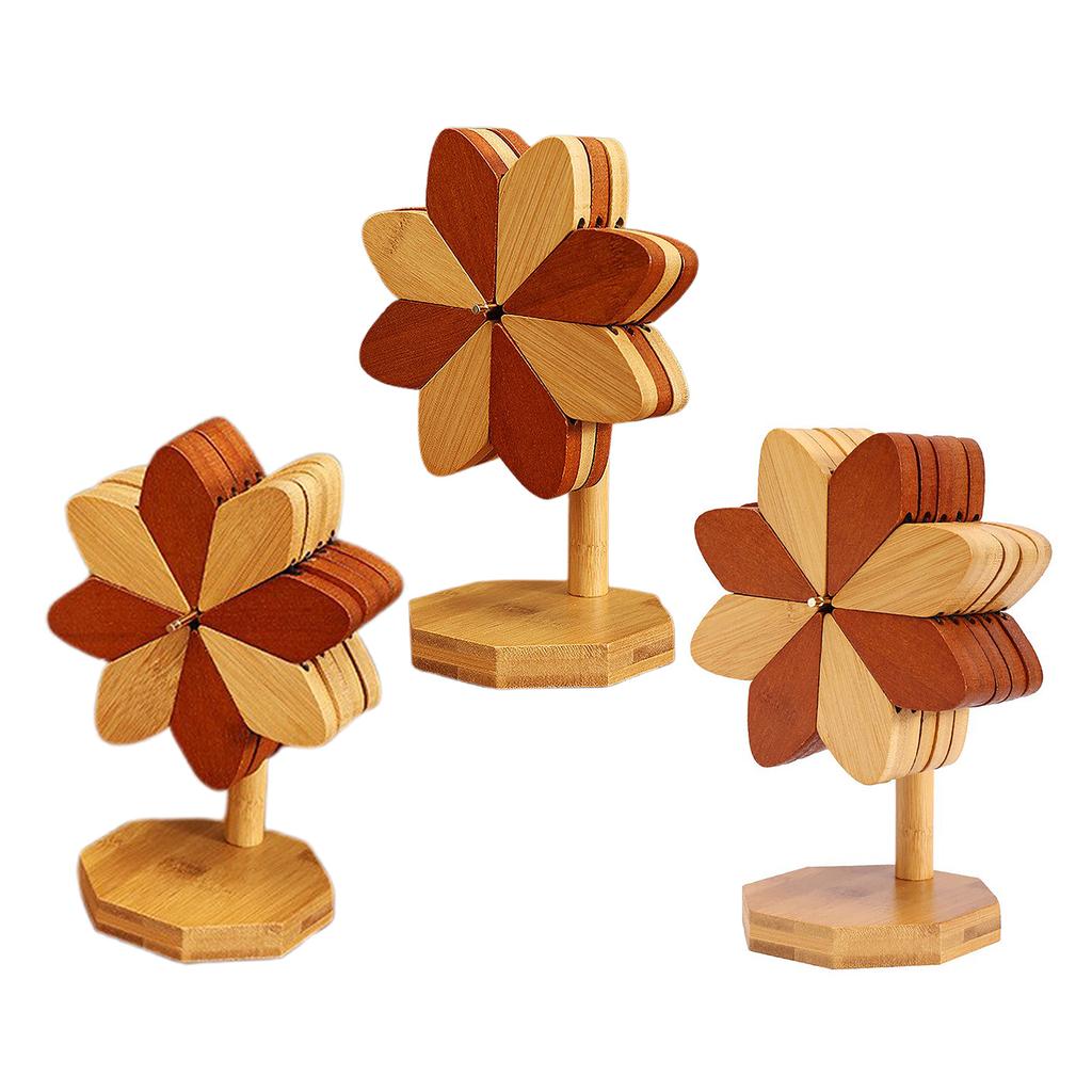 Wooden Trivets for Hot Dishes Decorative Windmill Shape Insulated Trivets Coasters for Cups Bowls Plates Hot Pots Pans