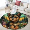 Yorkshire Terrier Round Area Rug,Carpet Rug for Living Room Bedroom Sofa Playroom Decor,Non-slip Floor Mat