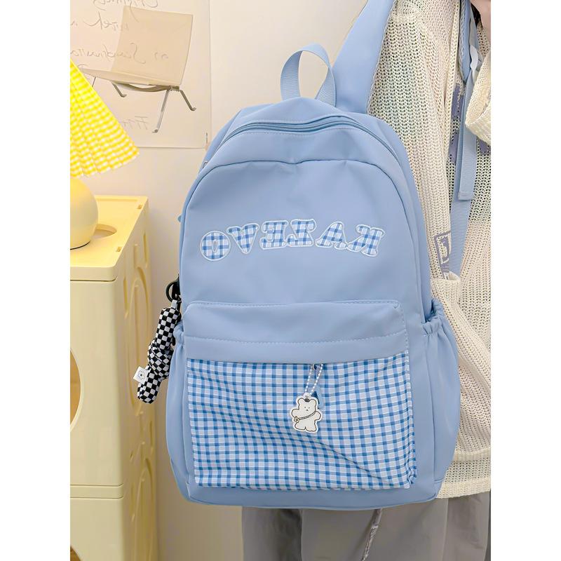 Contrasting colors cute versatile schoolbag female college student cute simple fashion backpack female junior high school student lightweight backpack